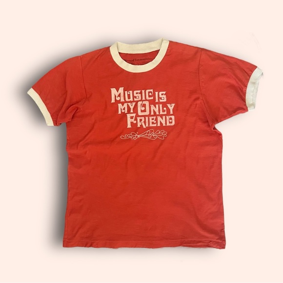 Stoned Immaculate “Music Is My Only Friend” 70s Inspired Ringer Tee Boho Retro🎵 - Picture 5 of 5